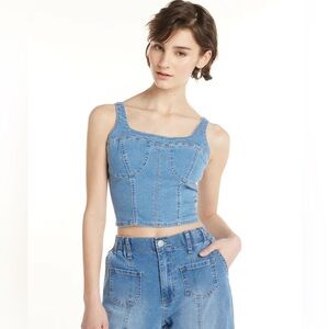 NWT Madden NYC Junior Adjustable Strap Denim Bustier Top Size XL (15-17)